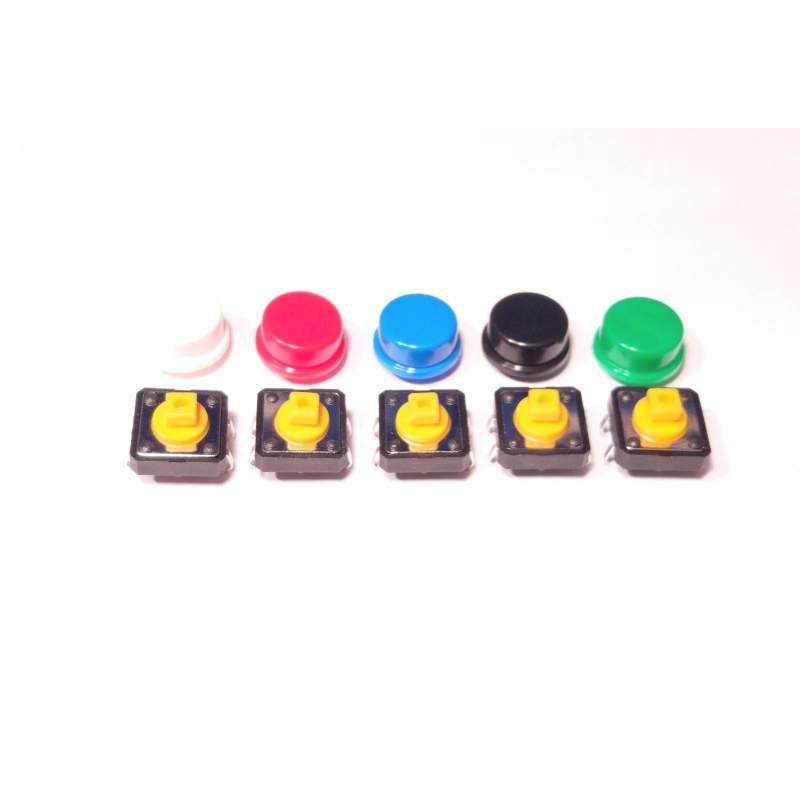 5 X Pulsadores + 5 Botones Instantaneo Color